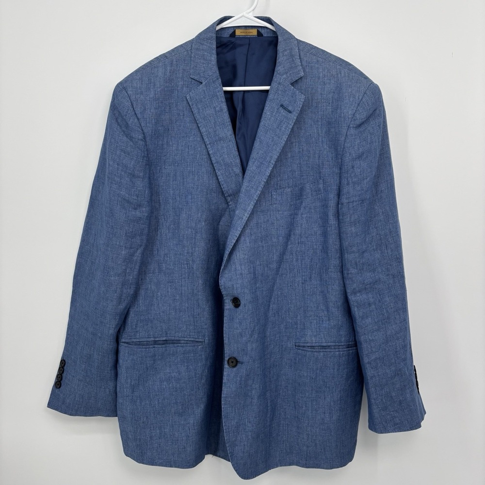 Brooks Brothers Jacket SOLBIATI 100% Linen ITALY Blue Mens Size 48R Regent Fit